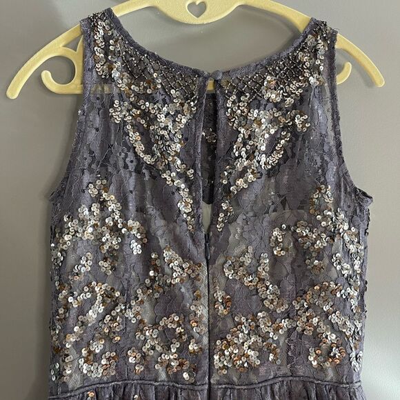Aidan Mattox Sequin Slate Grey/Purple Prussian Fit & Flare Mini Dress | SZ 2 - Picture 13 of 17